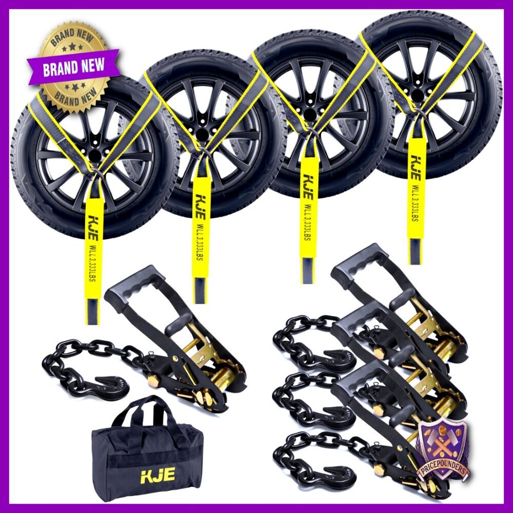 Heavy Duty Ratchet Tie Down Straps 4 Pack 10000LB Capacity for Trailers
